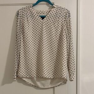 Talbots Cream and Black Polka Dot Blouse
